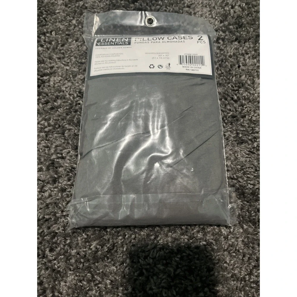 Linen Essentials, Two Piece‎ Pillowcases Grey Queen 20 X 30